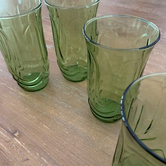 Vintage very early Anchor Hocking avocado green tumblers in excellent condition - Picture 6 of 10